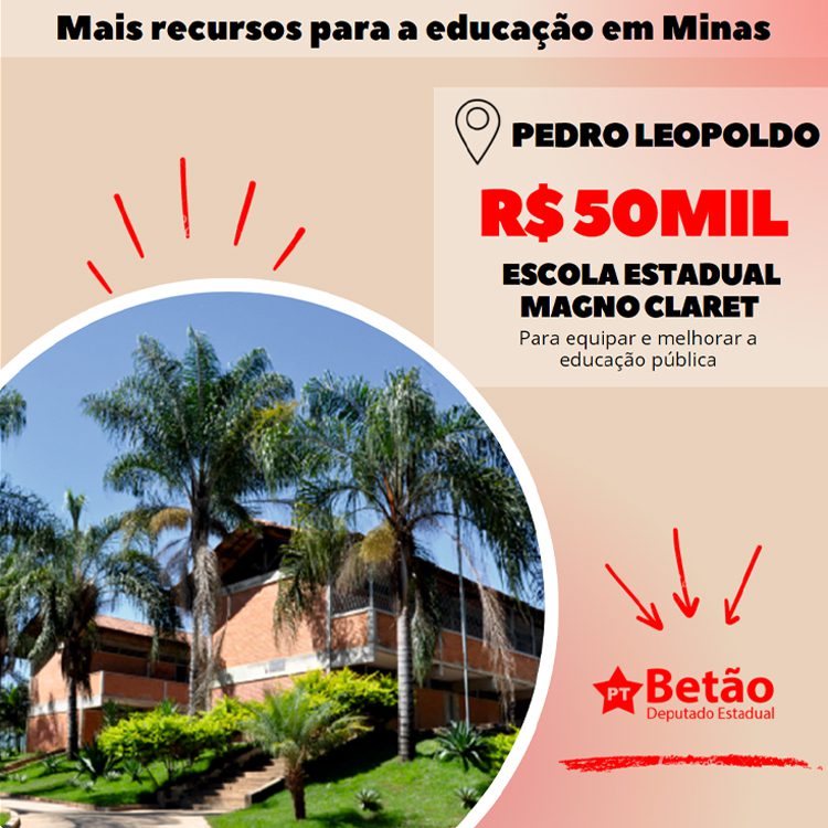 Read more about the article Escola Estadual Magno Claret recebe emenda para equipar e melhorar a educação pública em Pedro Leopoldo