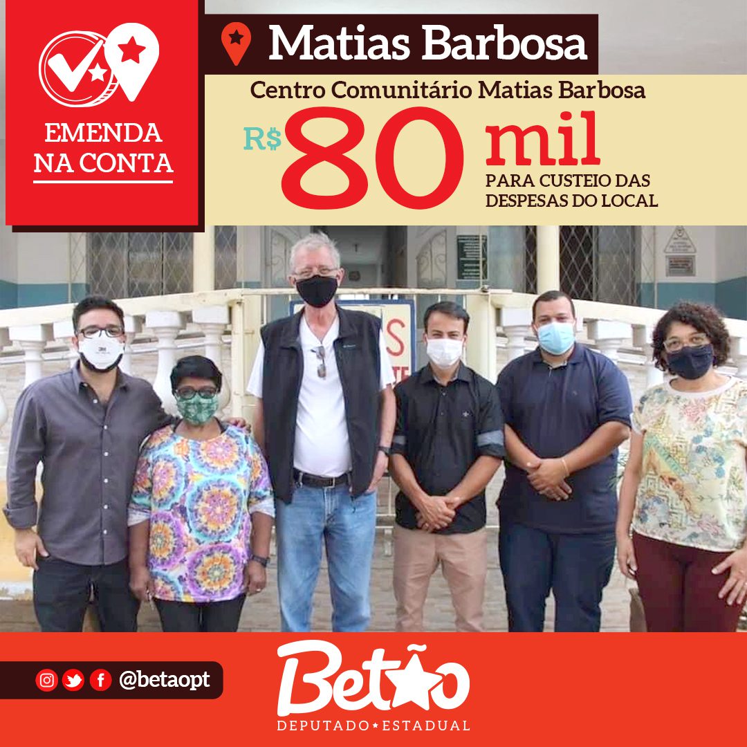 You are currently viewing Recurso destinando por Betão ao Centro Comunitário Matias Barbosa vai ajudar o local com o custeio das despesas por, pelo menos, um ano